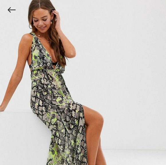 Influence Other - Influence Beach Maxi Dress in Neon Snake Print